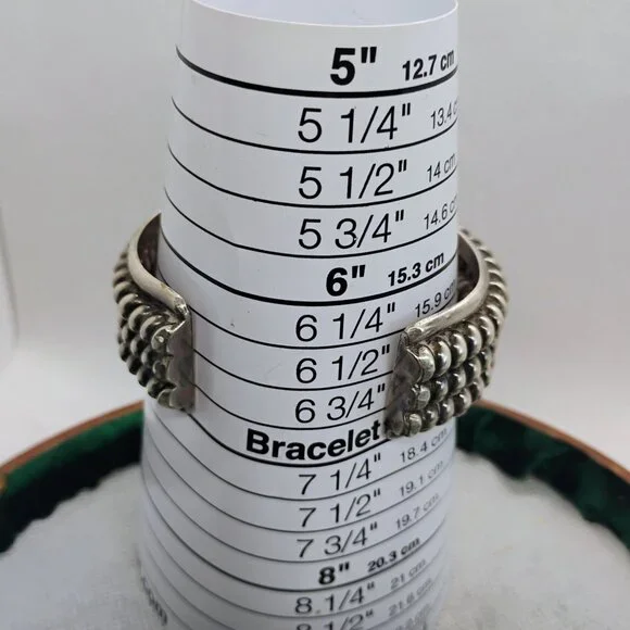 Vtg Navajo Made Sterling Silver Triple Row Twisted Cuff Bracelet 101g Unisex - Picture 7 of 7